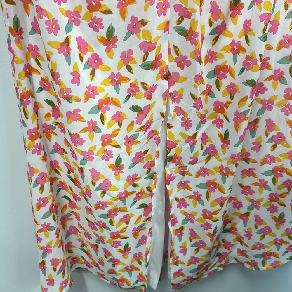Vila maxi dress with fluted sleeves in floral print pink white 38  US6 - Picture 7 of 9